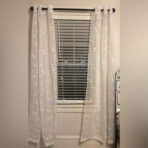 4 panels 84” L White Floral Sheer Curtains